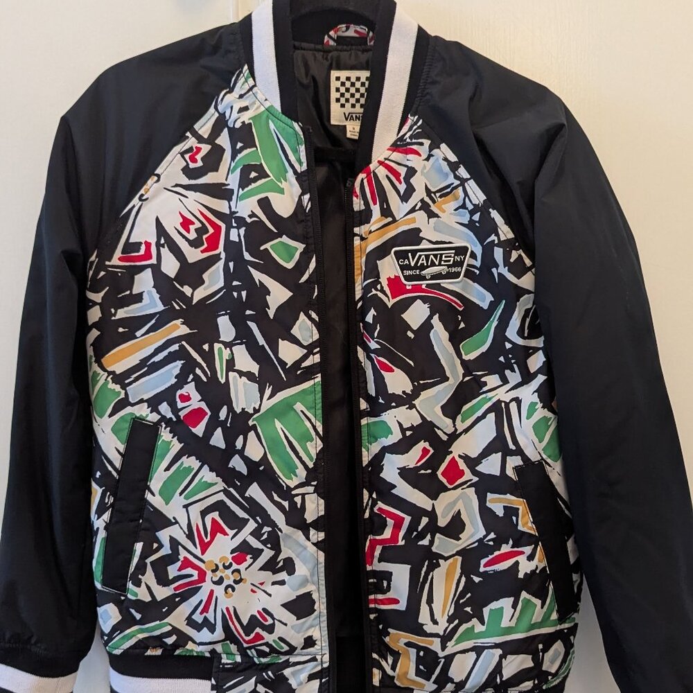 Vans patterned bomber jacket size women's small